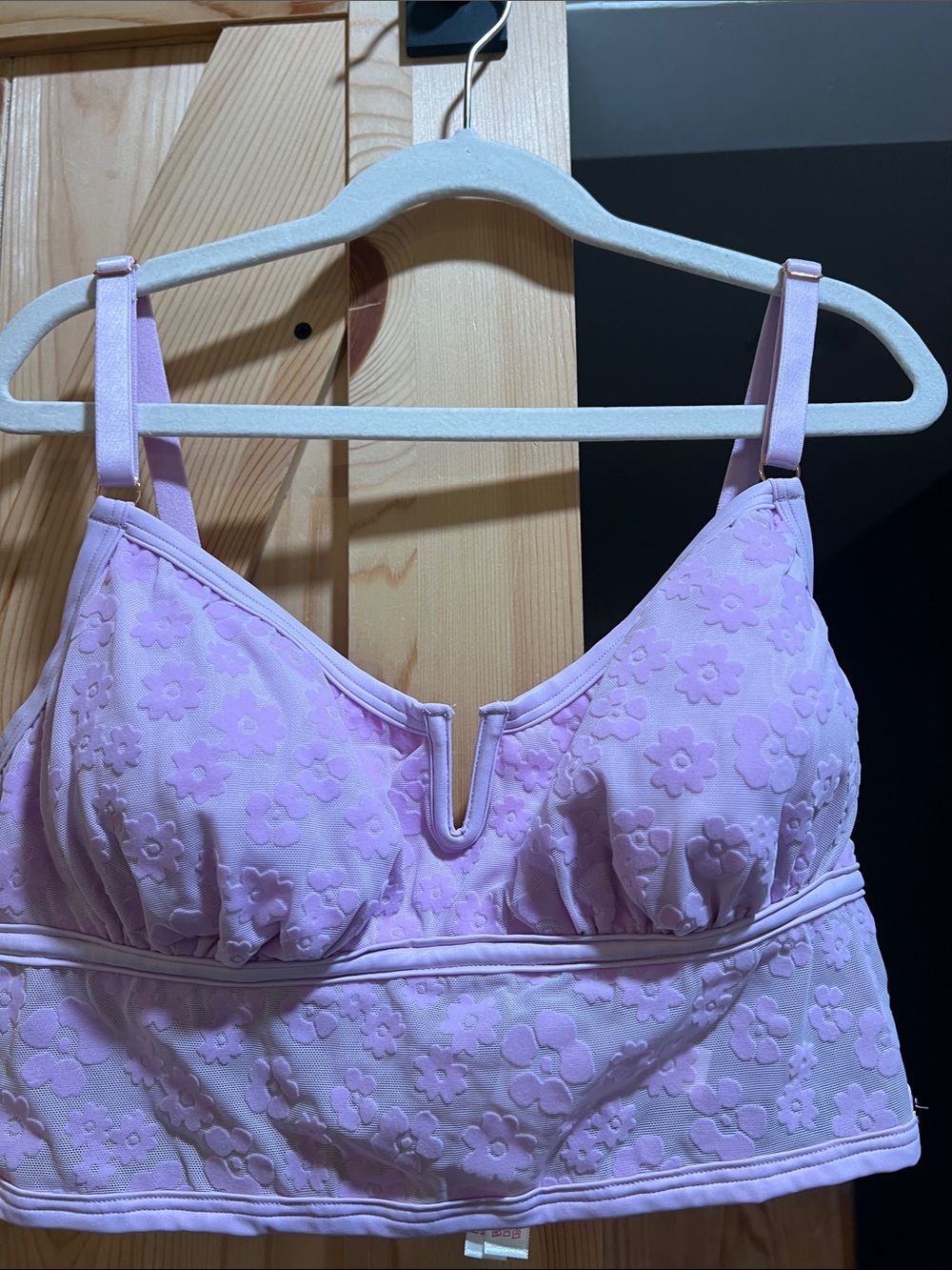 Victoria’s  secret Pink  size large Floral  Bralette - Light Lavender